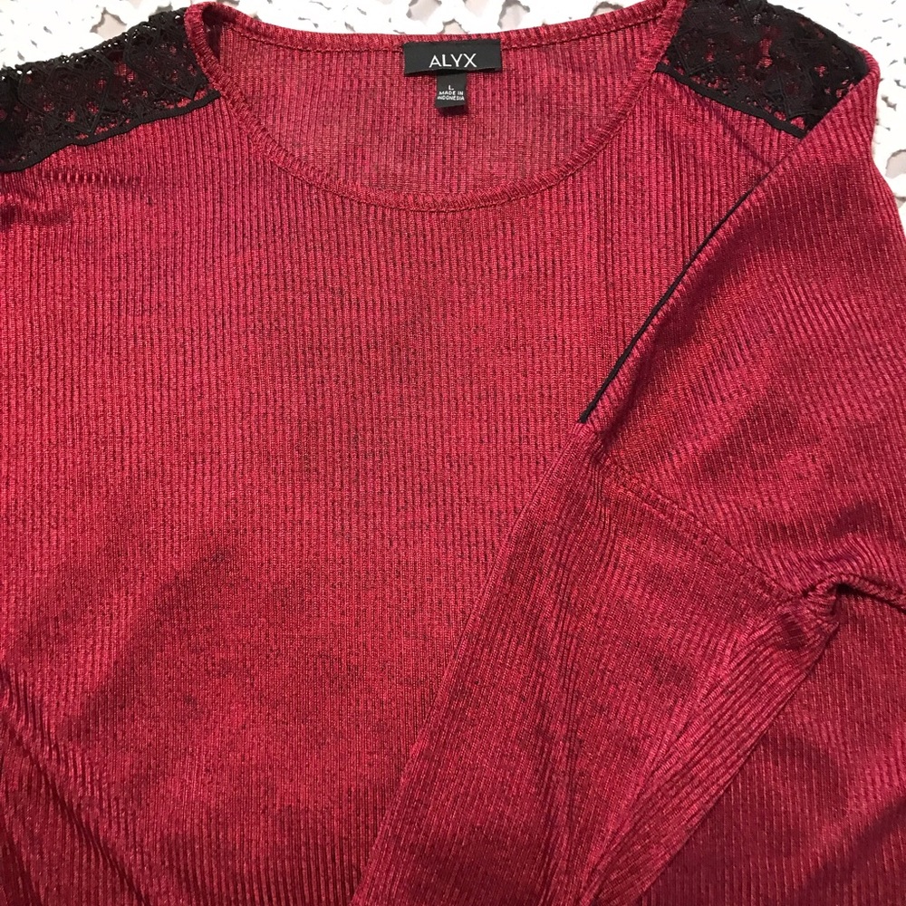 ALYX dress top with black open lace 3/4 sleeves